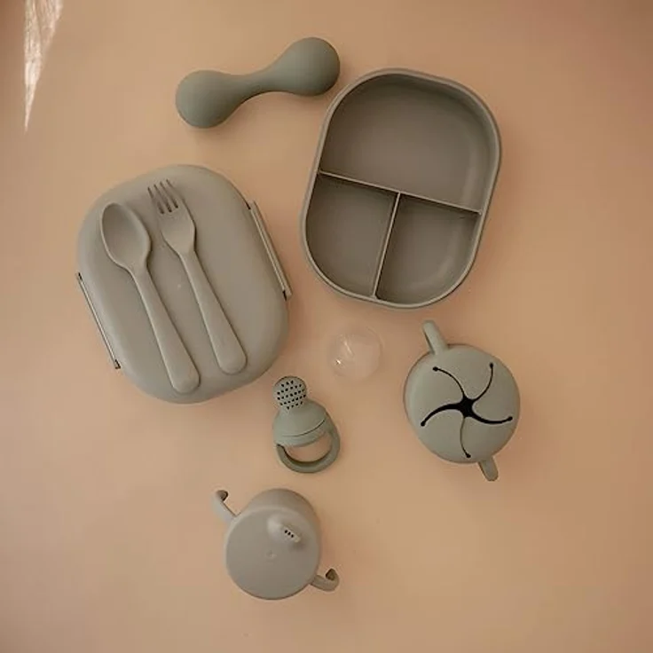 Mushie - Lunchbox Inkl. Besteck - Sage Grün – Bild 7