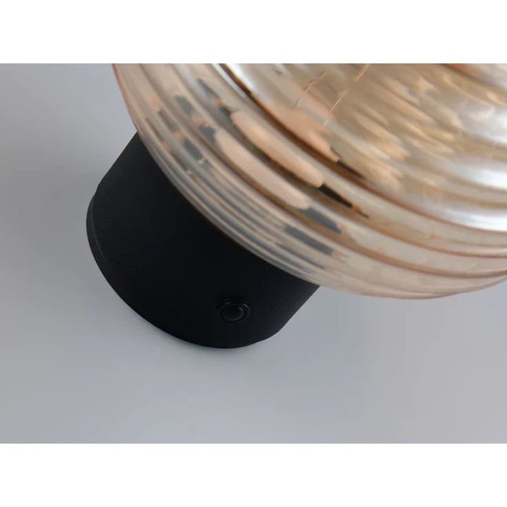 Akku Wandleuchte EARL Glasschirm Bernsteinfarbig dimmbar, Ø 15,5cm – Bild 7