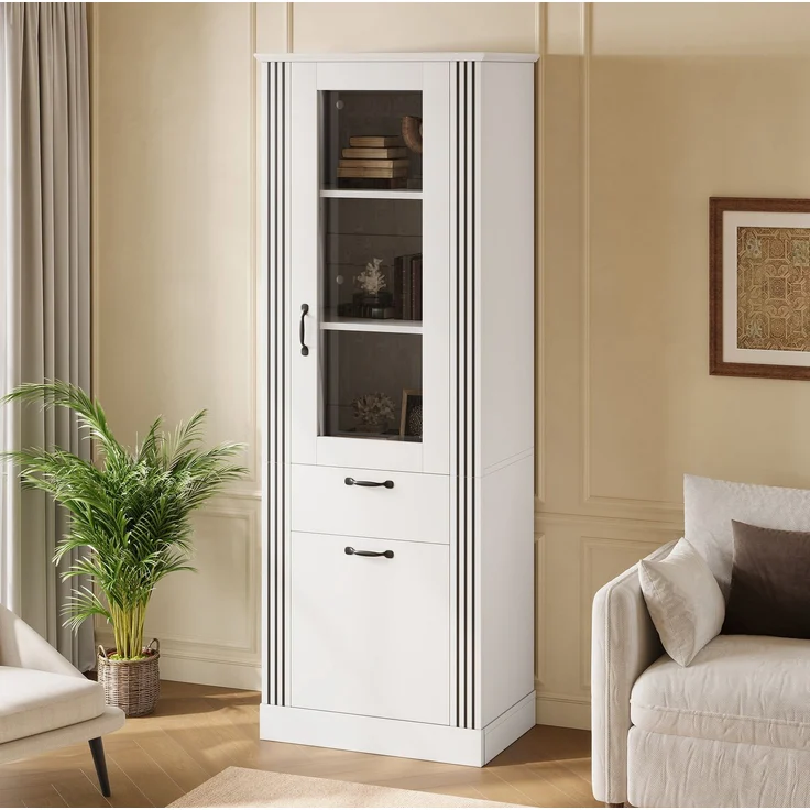 Vitrinenschrank 62 x 41 x 180 cm in Weiß mit Spiegeltür und App-gesteuerter LED-Beleuchtung – Bild 5