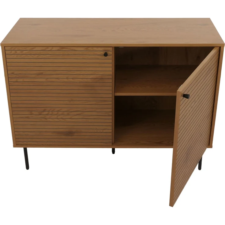 Sideboard HWC-N78, Kommode Schrank Anrichte, skandinavischer Stil Metall Holz Melamin MVG 86x110x40cm ~ natur – Bild 7