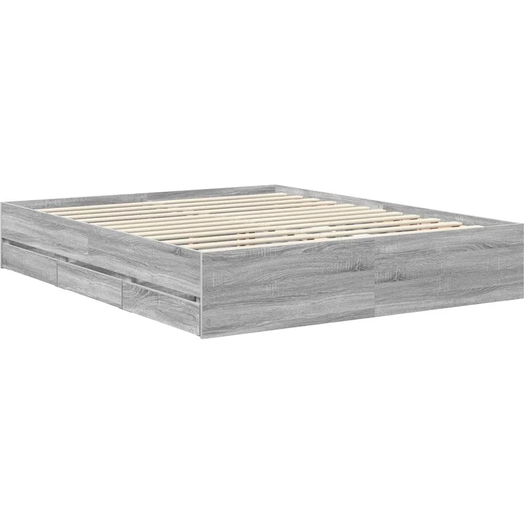vidaXL Bettrahmen Sonoma-Grau 160 x 200 cm Ingenieurs Holz 3411822 – Bild 6