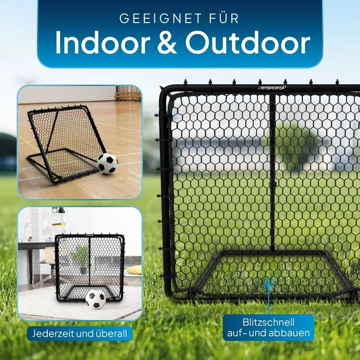 ArtSport 'Power Pass' Fußball Rebounder, verstellbar, Stahl schwarz, 100x100 cm – Bild 2