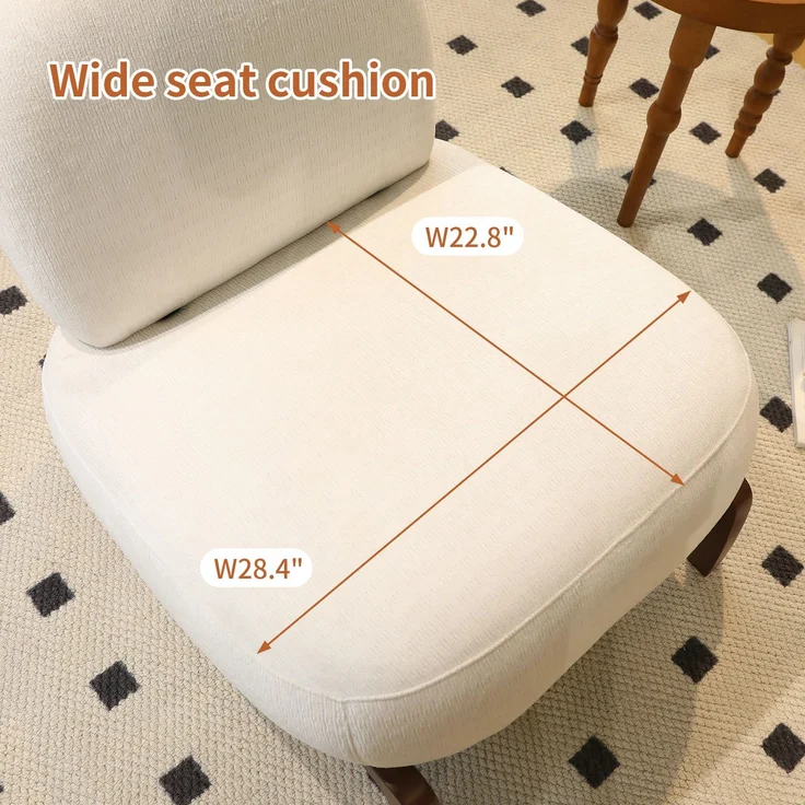 LVHOM Sessel Velvet Glamour mit Holzgestell, Loungesessel mit Kissen, Polstersessel für Wohnzimmer & Schlafzimmer, Skandi-Design, Weiß – Bild 9