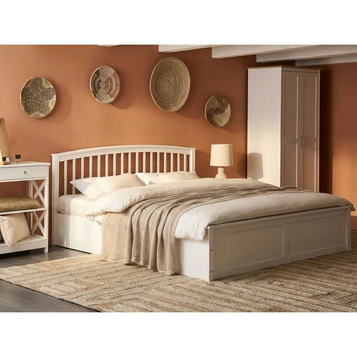 Bett mit Stauraum Kiefernholz CLARBEC 180x200 cm Weiß – Bild 3