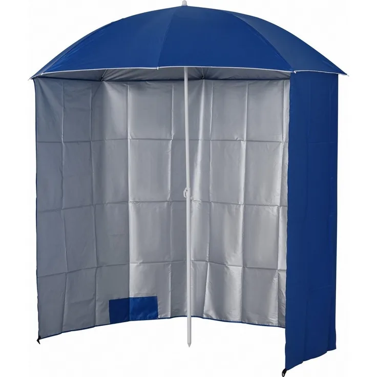 Outsunny Sonnenschirm Sonnenschutz mit Seitenwand, Strand,Polyester, Blau, LxB: 220x220 cm, Sonnenschutz, Strandschirm, Φ2,2 x H2,2m