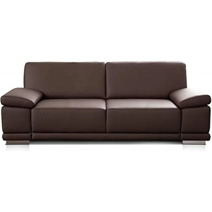 CAVADORE 2,5-Sitzer Sofa Corianne in Kunstleder / Kleines Sofa in hochwertigem Kunstleder und modernem Design / Mit verstellbaren Armlehnen / 191 x 80 x 99 / Kunstleder braun
