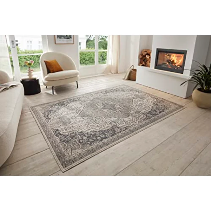 XXXL Flachwebeteppich Terrain, Grau, rechteckig 120x170 cm, Oeko-Tex® Standard 100, für Fußbodenheizung geeignet, pflegeleicht, strapazierfähig – Bild 1