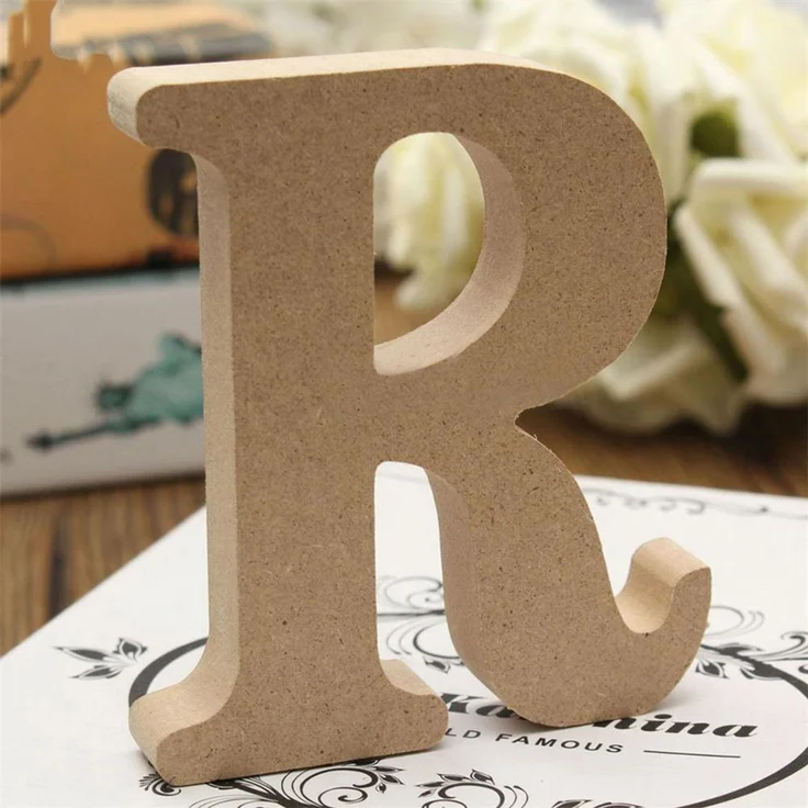 Freeas Naturholzfarben Holzbuchstaben 8 cm für Wanddeko & Basteln (R) | Buchstaben Holz zum Selberbemalen für DIY-Bastelprojekte, Kinderzimmer, Geburtstage, Hochzeitsfeiern und Namensschild-Deko