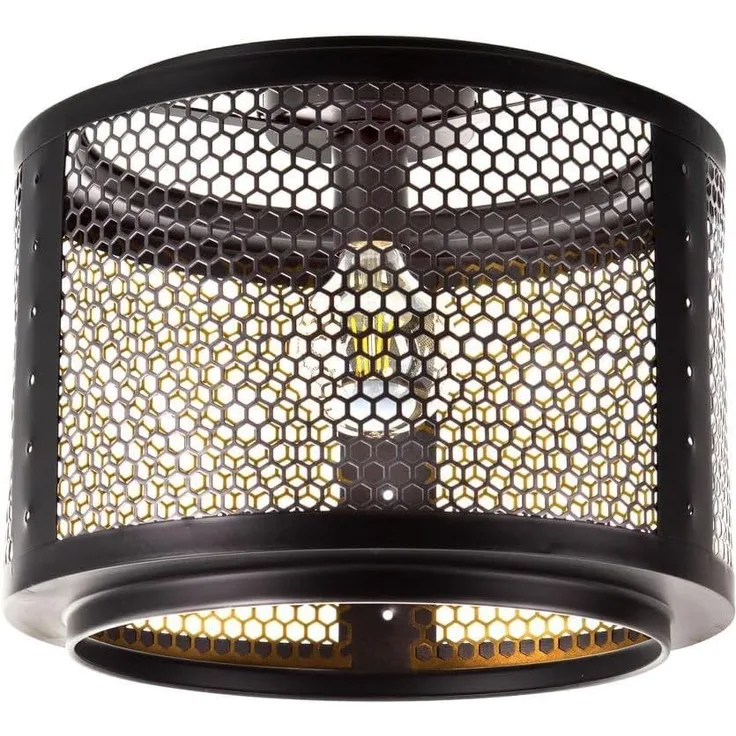 Deckenlampe Schlafzimmerleuchte, Gitterschirm gold schwarz