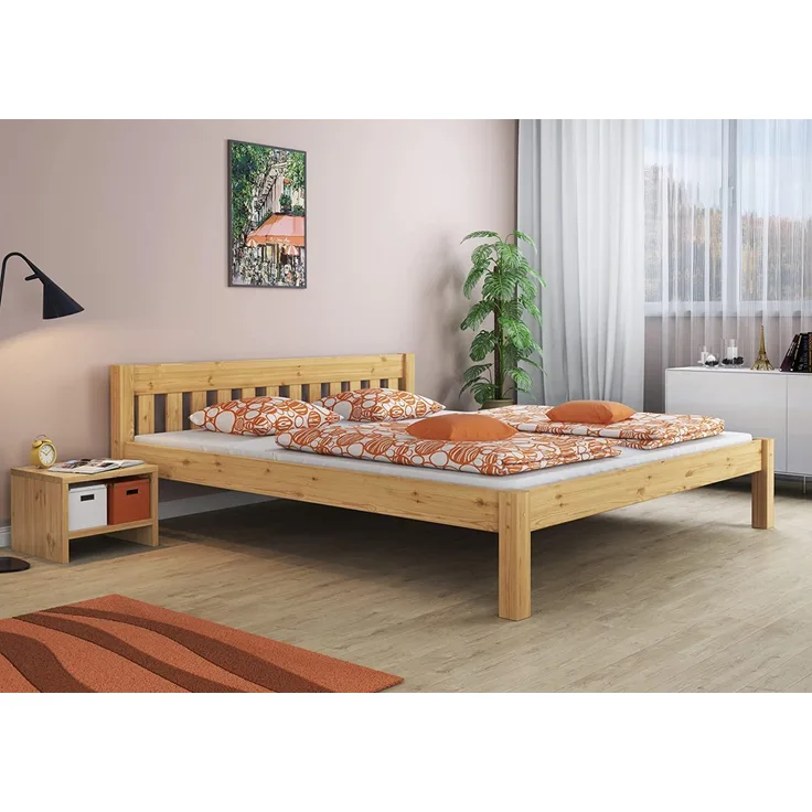 Ehebett Doppelbett 180x200 Massivholzbett Kiefer natur Futonbett ohne Rollrost 60.38-18 oR