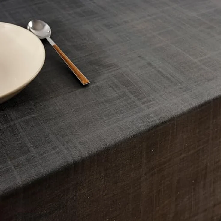 BL BELUM Belum Tischdecke, XL, 250 x 180 cm, harzbeschichtet, 100 % Bio-Baumwolle, harzbeschichtete Tischdecke, groß, rechteckige Tischdecke ohne Steifigkeit, wasserdichte Tischdecke, Schwarz – Bild 5