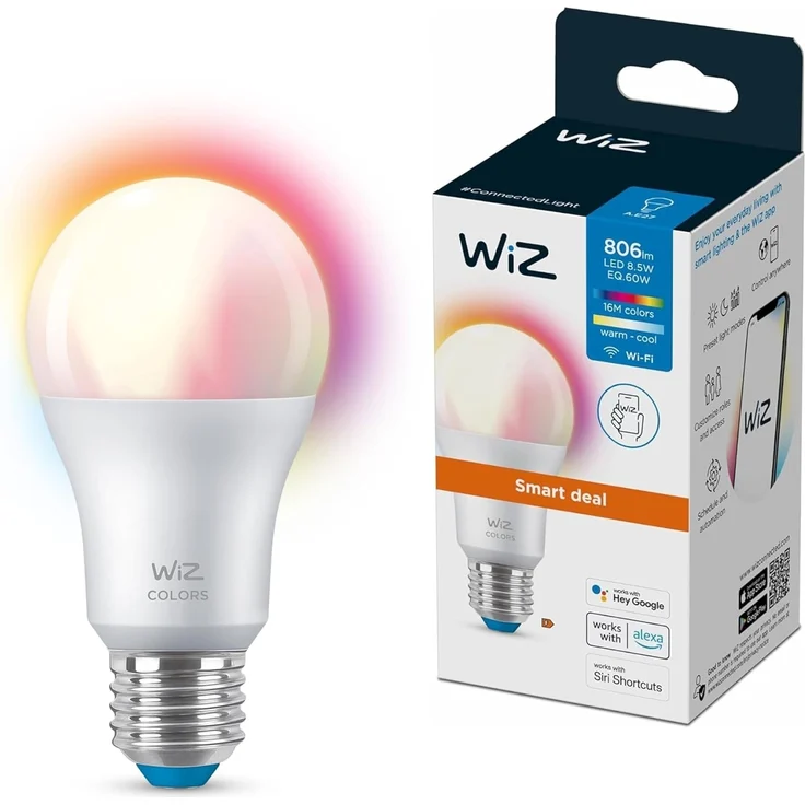 WiZ White & Color 60W E27 Standarform WirelessDim Einzelpack- – Bild 1