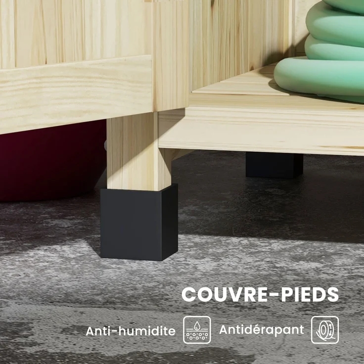 Umtopf-Tisch, Gartentisch, Schrank und Regale sowie Tablett mit rutschfesten Gleitern, 90,5 x 41 x 124,5 cm, Naturholz – Bild 8
