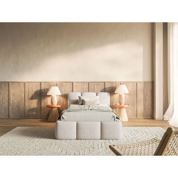 Selsey 'Cloudy Low' Polsterbett 90x200 cm, Bettkasten & Lattenrost, Chenille Hellbeige – Bild 2
