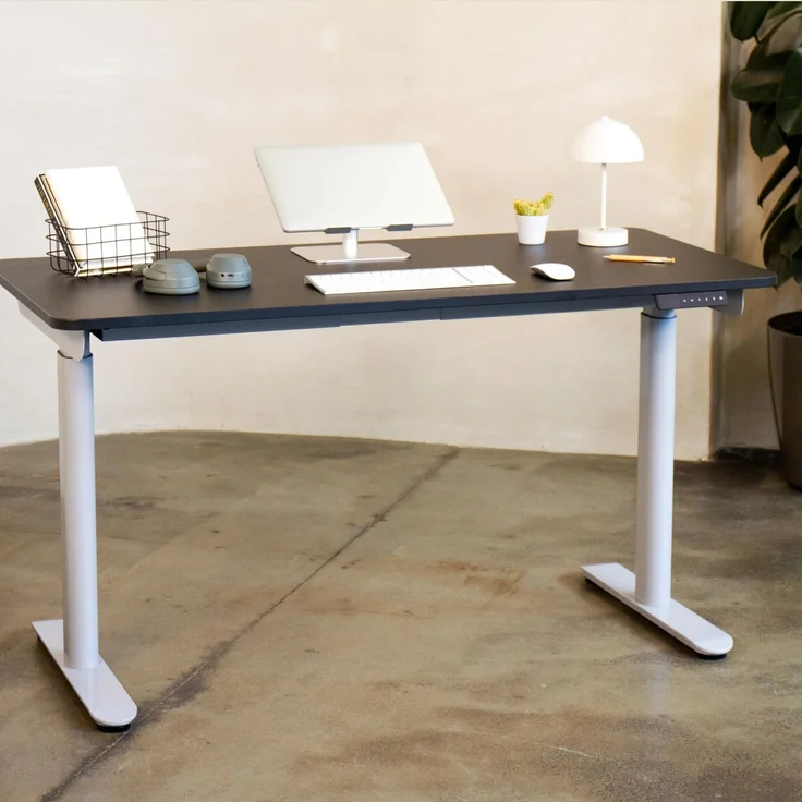 Ergotopia Desktopia One I Elektrisch höhenverstellbarer Schreibtisch I Tischplatte: 120x65cm, Weiß Dekor I Gestell Platingrau I Top Preis-Leistung – Bild 9
