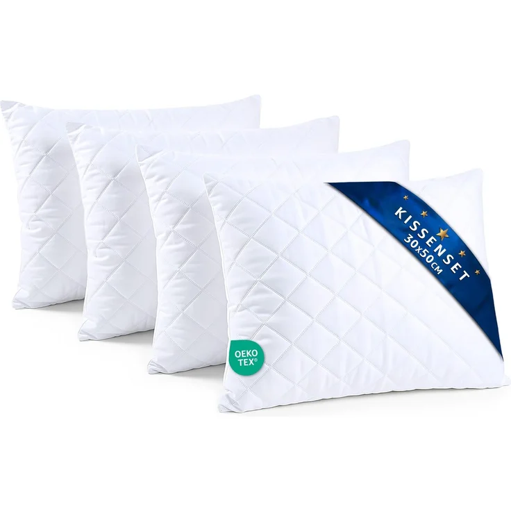 Amazinggirl Kopfkissen 30x50 cm - Kissen Allergiker Schlafkissen Polster Pillow Made in EU und Pillows for Sleeping 50x30 Bett Kissens für Schlafen Oeko-Tex Weiß - 4 Stück
