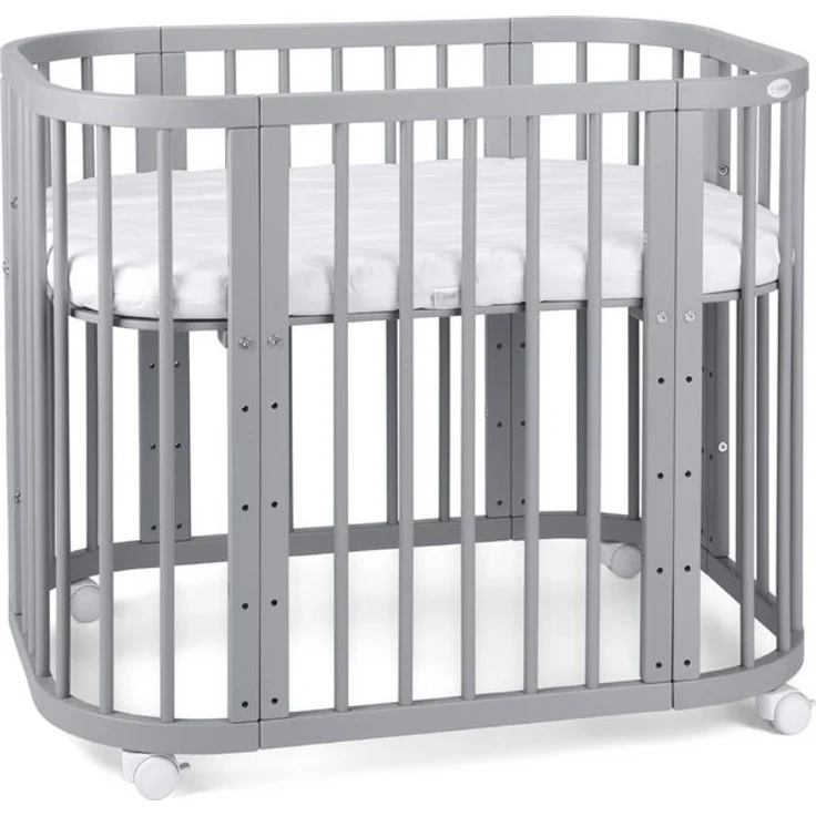 Waldin Babybett Babybett, Beistellbett aus Holz, 5in1 mit Matratze, Belüftet – Bild 4
