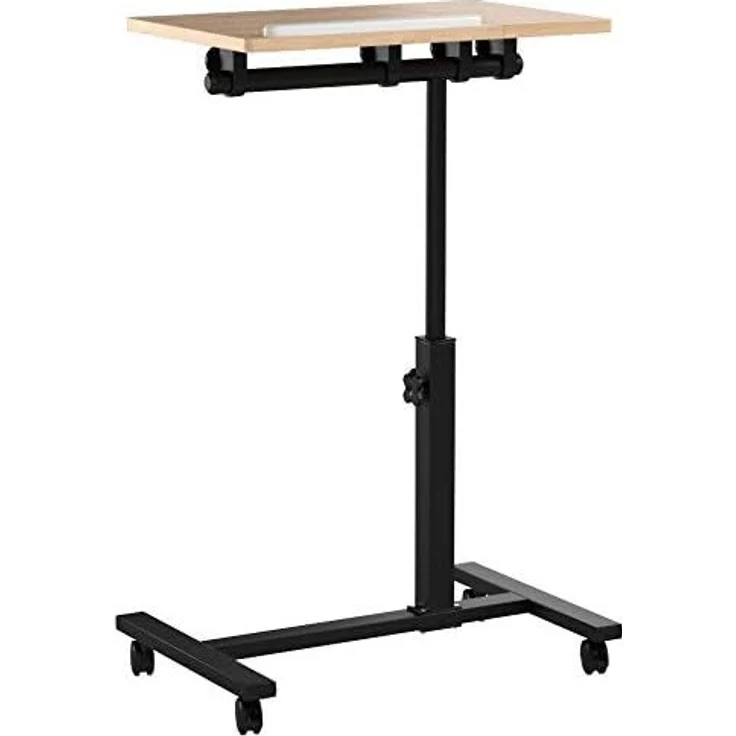 Relaxdays Laptoptisch mit Rollen, höhenverstellbar & drehbar, MDF / Stahl, 95 x 60 x 40,5 cm, Hellbraun – Bild 4