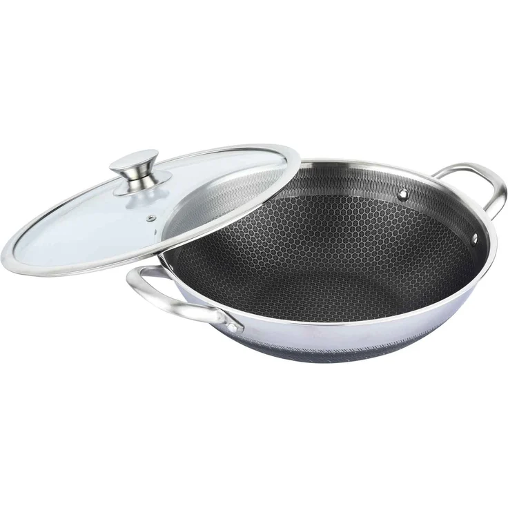 Cheffinger Wokpfanne mit Glasdeckel, Edelstahl silber, 36,0 cm – Bild 5