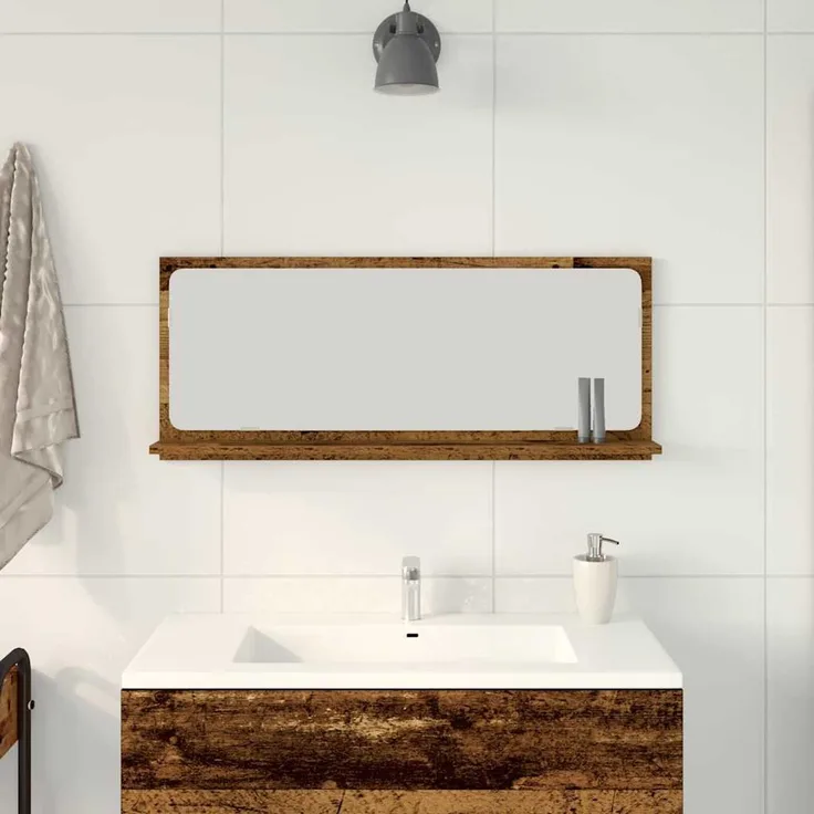 vidaXL Spiegelablage mit Regal Altholz 90 x 10,5 x 37 cm Holzwerkstoff 862526