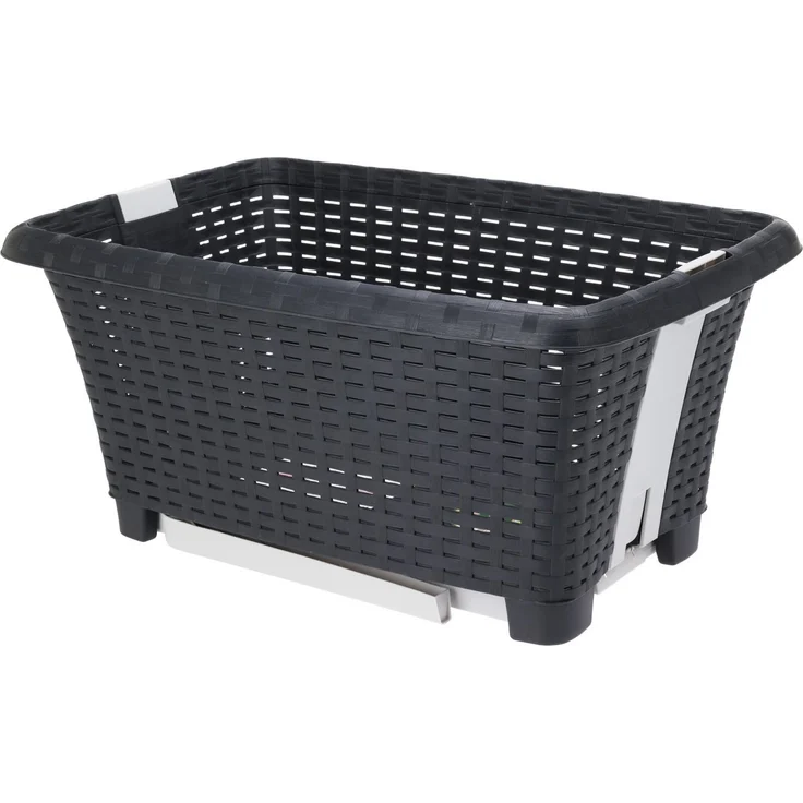 Koopman Wäschekorb Einkaufskorb Wäschewanne Korb Box Kunststoff Schwarz (1 St), klappbare Füße, Wäschesammler, 38L Volumen, 60x40 cm, Rattan-Optik – Bild 3