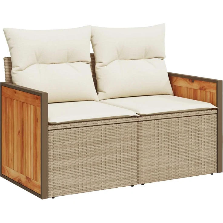 vidaXL Sofa Set 5 stk. Beige und Cremeweiß Polyrattan und Stahl 3447966 – Bild 3