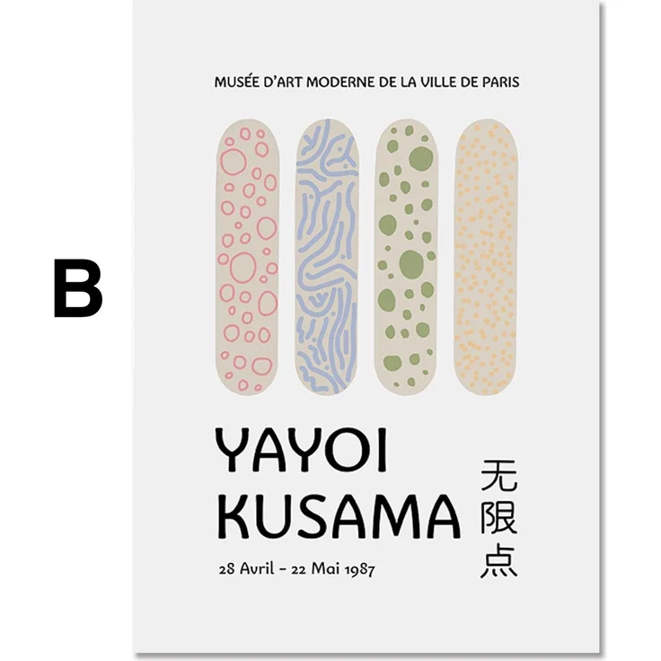 Poster Modern Yayoi Kusama Abstrakt Nordic | Bilder Wohnzimmer | Wandbilder Schlafzimmer | Deko Print ohne Rahmen | Bilder Kunstdruck - B / 50 x 70 cm