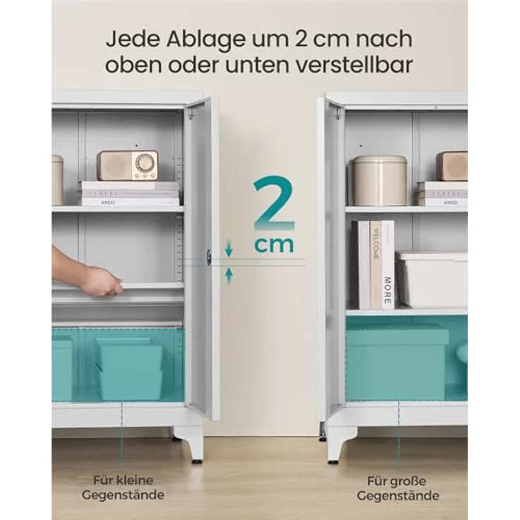 Songmics Aktenschrank, mit 2 Türen, abschließbar, Stahl mattgrau, 90 x 40 x 60 cm – Bild 5