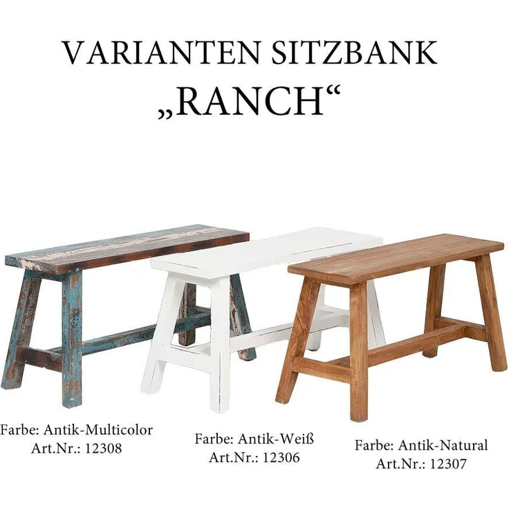 LebensWohnArt Sitzbank Sitzbank RANCH Antik-Natural Mahagoni ca. L90cm – Bild 8
