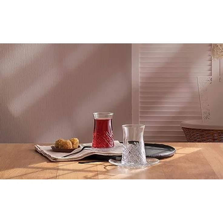 Pasabahce Timeless 96991 Teeglas Set 12 Teilig mit Untertassen 132ml aus Glas transparent – Bild 3
