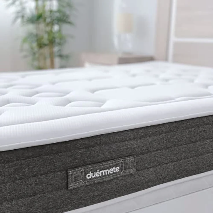 DUÉRMETE ONLINE 3D-Polsterung, verstärkt, geräuschfrei, mit 5 Verstärkungsstäben, viskoelastisch, Bio Nature + 6 Metallfüße, 27 cm, 105x190, Beige – Bild 5