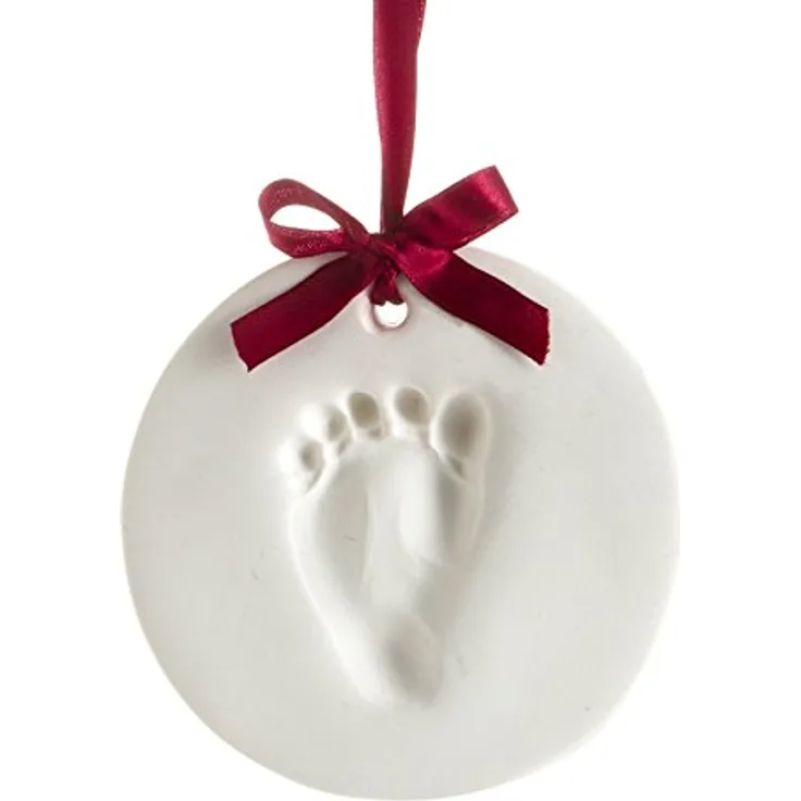 Pearhead Babyprints Handabdruck oder Fußabdruck Andenken Ornament, Weiß, Rond