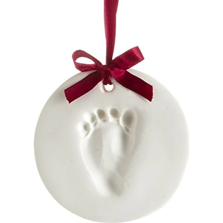 Pearhead Babyprints Handabdruck oder Fußabdruck Andenken Ornament, Weiß, Rond – Bild 1