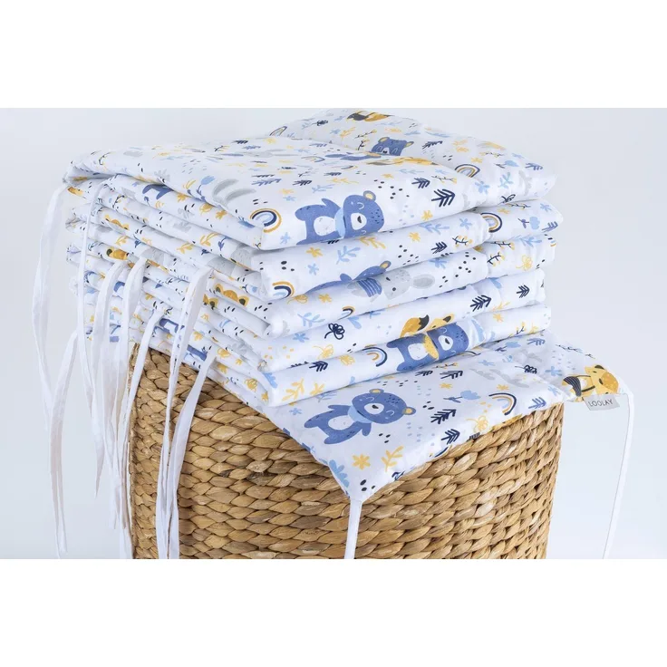 Loolay Bettnestchen WALD Tiere Baumwolle Atmungsaktives Babybett BETTUMRANDUNG Bär Fuchs, (Bett 140x70 cm - 420, 210 cm, 120x60 cm - 360, 180 cm, Babyaussttatung Umrandung Kopfschutz Kantenschutz Bettschlange), Super PREMIUM Baby GESCHENK - 100% Natural ...