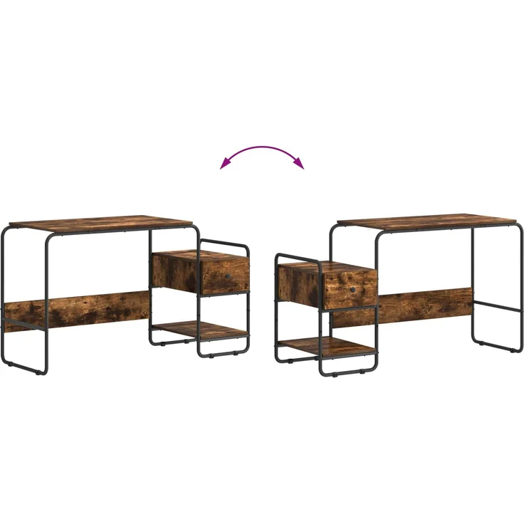 vidaXL Schreibtisch mit Stauraum Räuchereiche 131,5 x 50 x 75,5 cm 8008046 – Bild 9