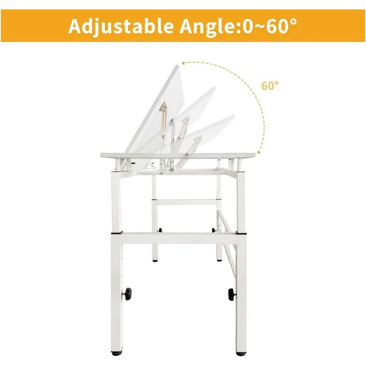 BBWL Zeichentisch höhenverstellbar neigbar Schreibtisch MDF Metall stabil Weiß, Zeichentisch für Büro Studium Atelier multifunktional – Bild 4