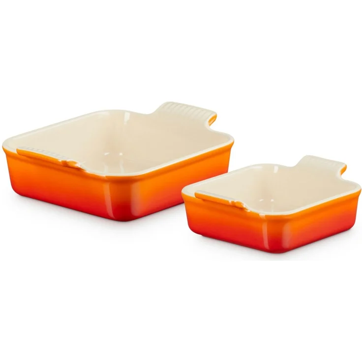 LE CREUSET Auflaufform Auflaufform Tradition quadratisch ofenrot 2tlg, Steinzeug – Bild 5