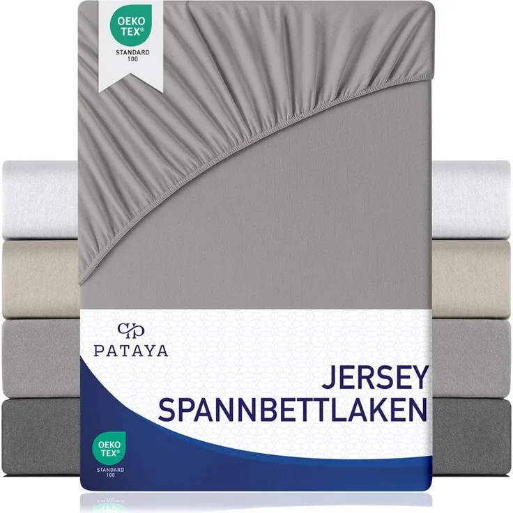 Pataya Spannbettlaken Jersey Bettlaken, bis zu 25cm Höhe, (1 Stück), Premium, Rundumgummi, atmungsaktiv, hautfreundlich