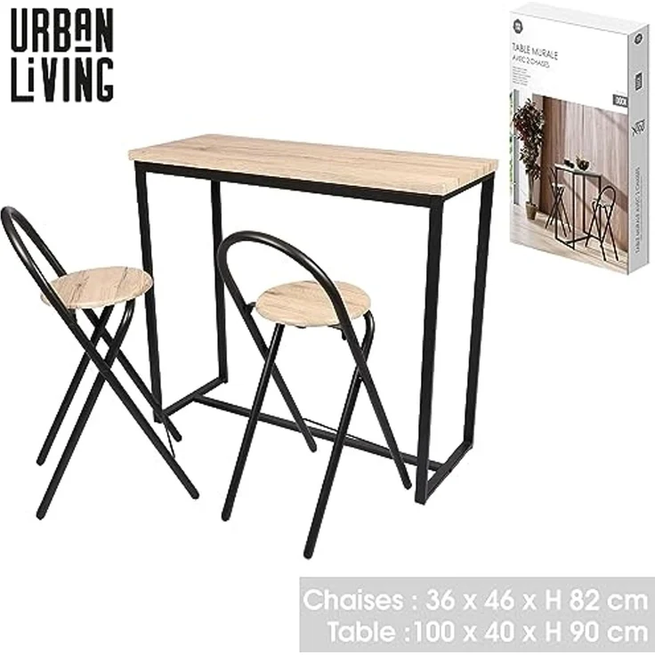 Urban Living COLORADO Set: Tisch mit 2 Barstühlen Bistrotisch+Barhocker 151215 – Bild 5