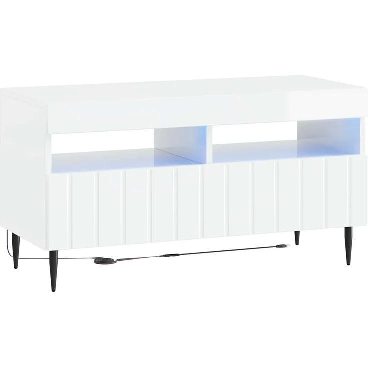 vidaXL 3-teiliges LED TV Regal ZWOLLE Hochglanz Weiß Holzwerkstoff 3416520 – Bild 5