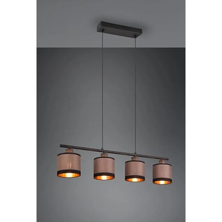 Reality Pendelleuchte Davos, 4-flammig, Schwarz Matt, 75 cm x 12 cm, elegante Textilgestaltung, energiesparend mit LED-Leuchtmitteln – Bild 2