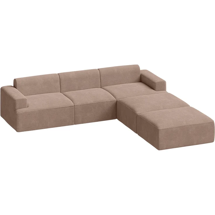skølm 'Freki' Cloud Sofa 3 Sitzer mit 2x Hocker, Vollschaumcouch mit Federkern und Vakuum-Kompression, kein Aufbau erforderlich, mit 3 Kissen, Cord taupe – Bild 9