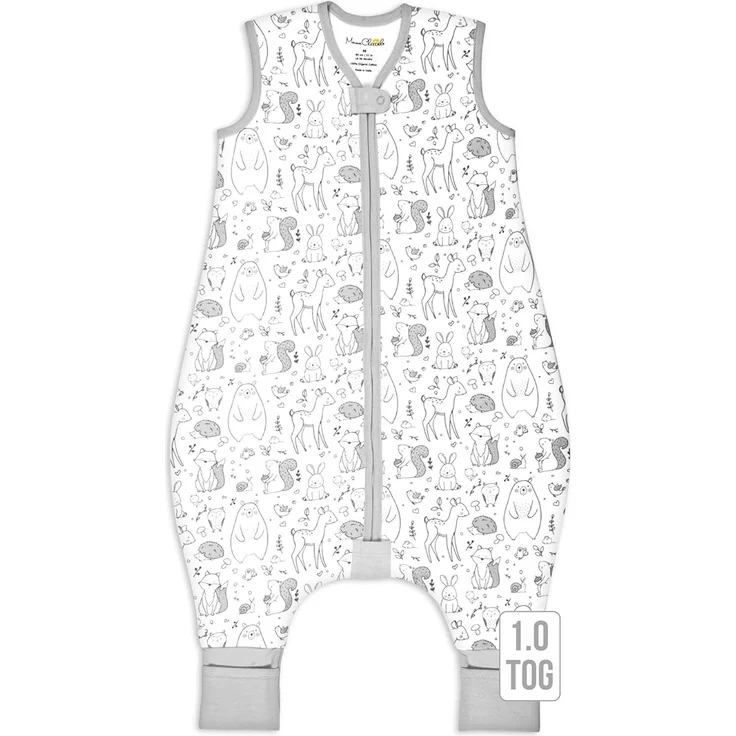 Baby Schlafsack mit Füße 1.0 TOG, Ganzjahres Schlafsack, Bio-Baumwolle Baby Schlafsäcke ohne Ärmeln Babyschlafsack mit Beinen für Säugling Kinder Junge Mädchen, 1er Pack, 70cm (Baby Höhe 80-90cm) – Bild 1
