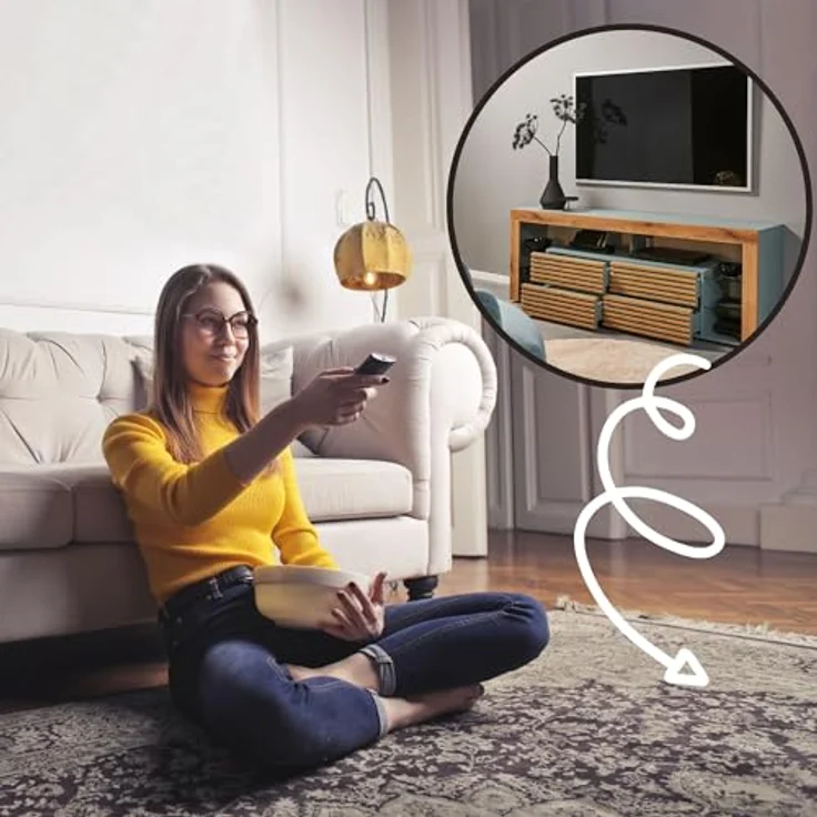 Goal 2 TV-Lowboard mit LED-Beleuchtung in Salbei, Evoke Eiche Optik - TV Schrank mit viel Stauraum für Ihr Wohnzimmer - 179 x 67 x 44 cm (B/H/T) – Bild 6