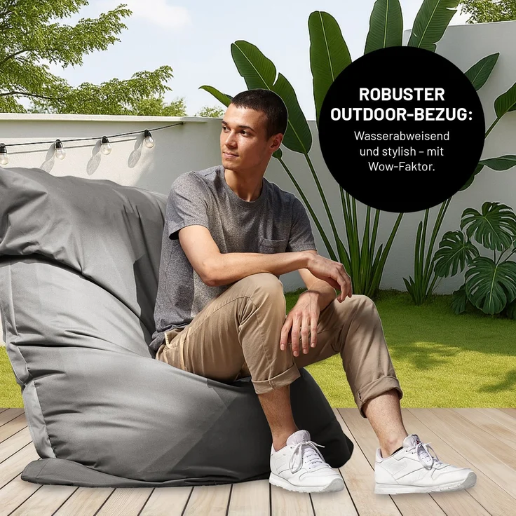 Lumaland Sitzsack Classic XXL All-in-One Set | Riesen Sitzsack XXL mit Cord & Outdoor Bezug für drinnen & draußen | Sofa Sessel mit im Innensack sicher verpackter EPS-Füllung – Hüllen Easy wechselbar – Bild 6