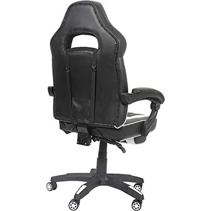 Gamingstuhl Weiß/Schwarz Chefsessel Drehstuhl Bürositz Schreibtisch Fußstütze – Bild 6