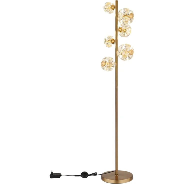 LED Stehleuchte VIRINA Gold mit fünf Kugeln aus K9 Kristallen, Höhe 155cm – Bild 7