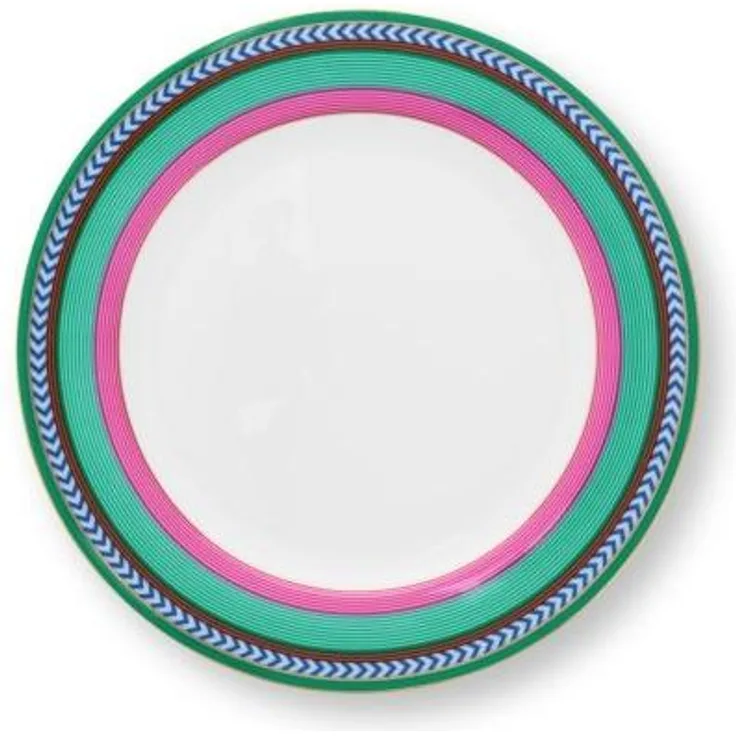 Pip Studio Frühstücksteller Pip Chique Stripes Pink-Grün (23cm) 51.001.387