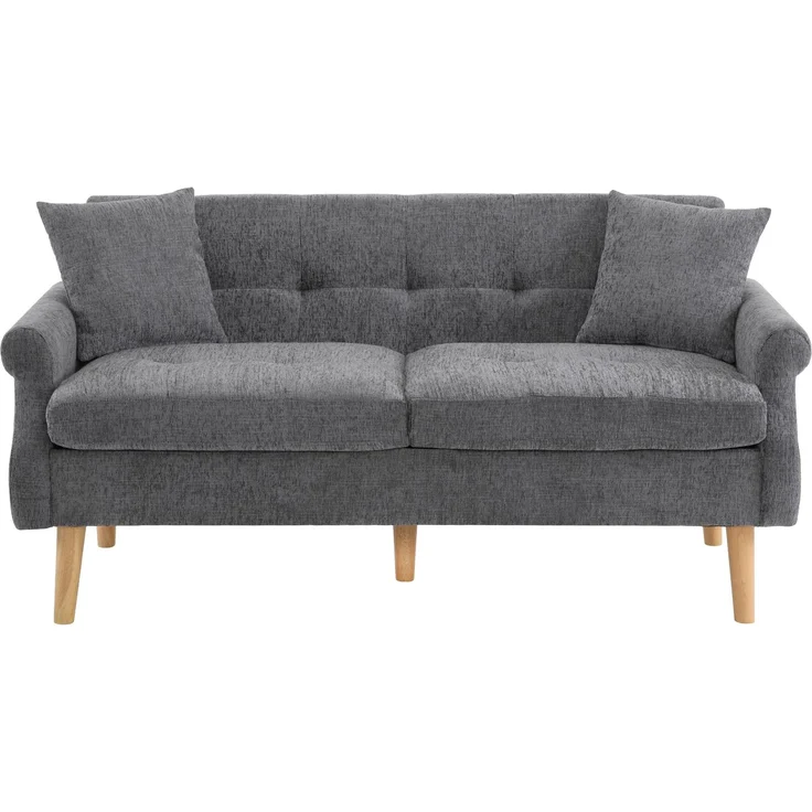 Merax Modernes Design, Polstermöbel, Chenille-Stoff, Doppelsofa, Polstersofa, Sofa mit dicken Kissen, geeignet für Wohnzimmer, Schlafzimmer, grau – Bild 10