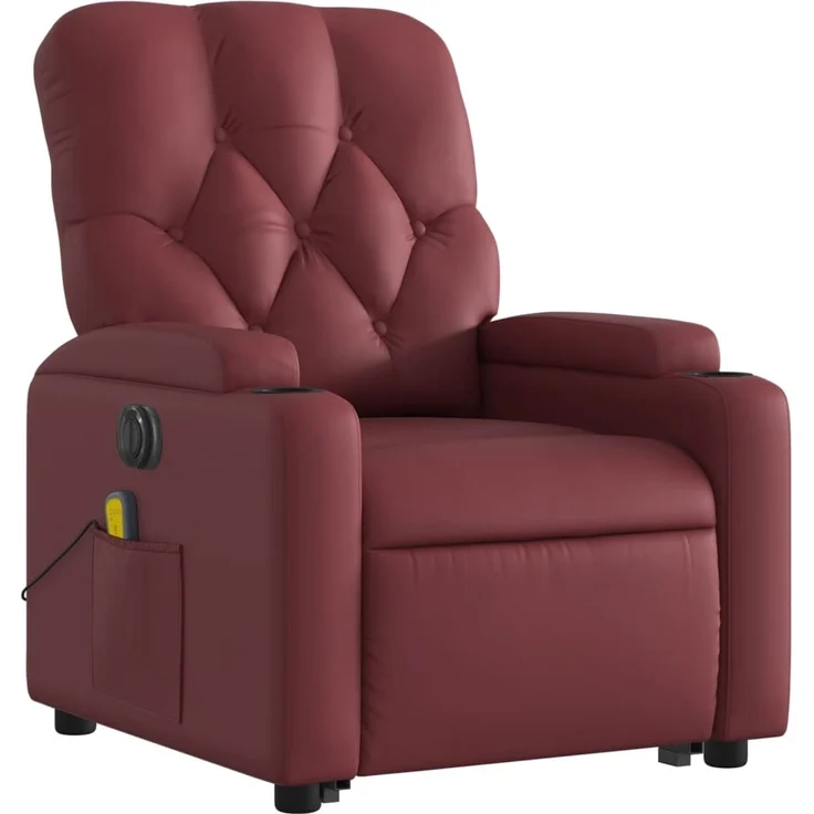 vidaXL Massagesessel mit Aufstehhilfe Elektrisch Weinrot Kunstleder 3204797 – Bild 2